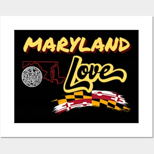 MARYLAND LOVE WITH FLAG DESIGN Posters and Art